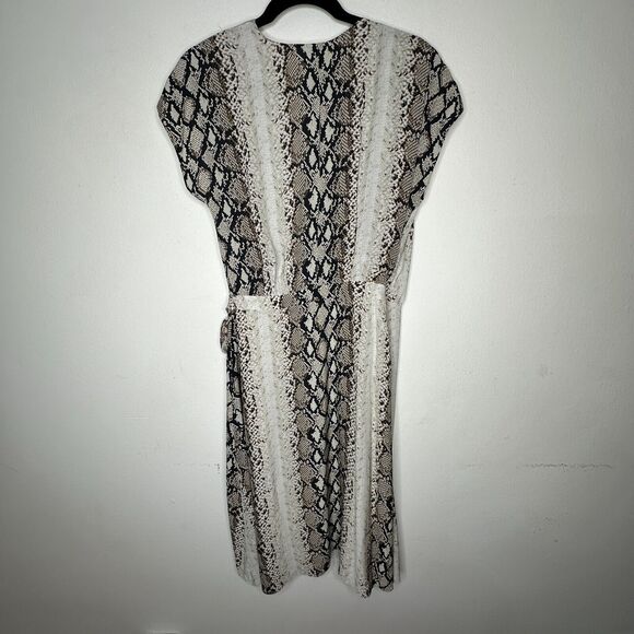 Joie Porcelain Bethwyn C Snakeskin Print Wrap Style A-Line Cap Sleeve Dress SM - Picture 11 of 16
